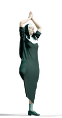 Wall Mural - nun is standing up in a yoga pose