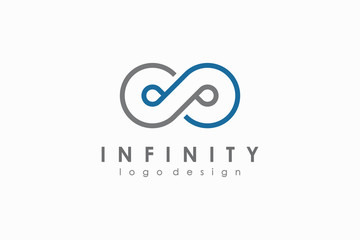 Wall Mural - Grey and Blue Line Infinity Logo isolated on White Background. Flat Vector Logo Design Template Element.
