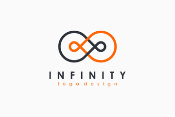 Leinwandbilder - Grey and Orange Line Infinity Logo isolated on White Background. Flat Vector Logo Design Template Element.