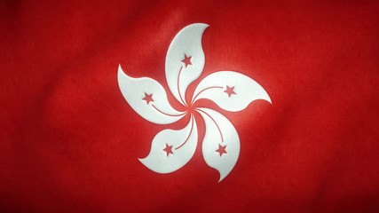 Wall Mural - flag of Hong Kong waving in the wind