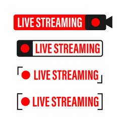 Canvas Print - Live streaming flat logo - red vector design element with play button. Vector illustration