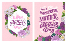 Mother's Day Lettering For Gift Card. Vintage Typography, Great Design For Any Purposes. Modern Calligraphy Banner Template. Celebration Quote. Handwritten Text Postcard. Vector Illustration