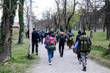 © Ajdin Kamber - Police and migrants walking in Bihac, BiH. Bosnia and Herzegovina struggles with thousands of refugees on new route to European Union. Balkan Route.