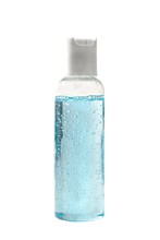 Small Bottle Of Soap Or Sanitizer Gel Or Shower Gel On White Background