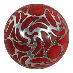 Wall Mural - A beautiful red 3D sphere decorated with silver swirls 