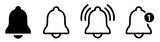 Fototapeta  - Notification bell icon. Alarm symbol. Incoming inbox message. Ringing bells. Alarm clock and smartphone application alert. Social media element. New message symbol flat style - stock vector.