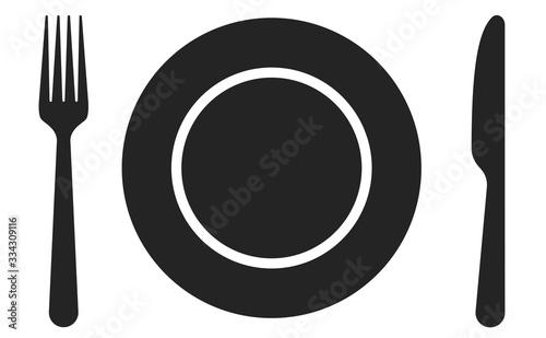 Fotomural Fork, knife, spoon and plate set icons