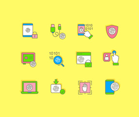 Sticker - Set of Simple line Icons of Biometrics