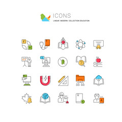 Sticker - Set Vector Line Icons of Education.