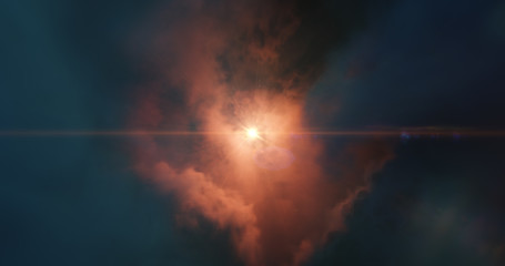Wall Mural - central stars carved out a cavernous bowl-like cavity in the wall of a giant cloud nebula, ultraviol