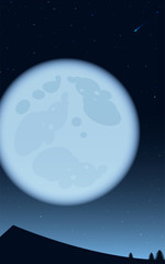 Wall Mural - night sky background. moon and star, mountain at night sky.