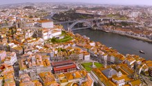 Porto City From Above, Flight Over Portugal Second Biggest Town.