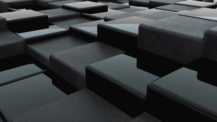 Aufkleber - 3d rendering of black cubes boundless surface. Computer generated abstract wavy background.