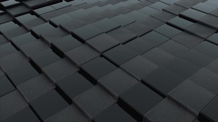 Aufkleber - 3d rendering of black cubes boundless surface. Computer generated abstract wavy background.