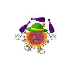 Sticker - Spreading coronavirus cartoon character concept love playing Juggling