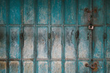 Fototapeta  - Blue metal door, rusty metal door