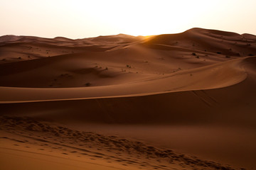  Landscape photography of the Sahara desert's sand dunes during sundawn, a peacefull wallpaper