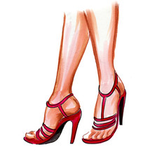 Female Legs In Red High Heel Shoes