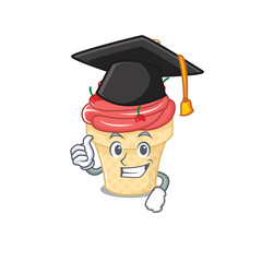 Wall Mural - A picture of cherry ice cream with black hat for graduation ceremony