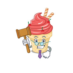 Poster - Charismatic Judge cherry ice cream cartoon character design wearing cute glasses