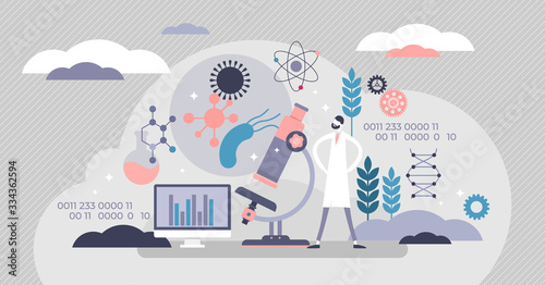 Fotografía Synthetic biology concept, flat tiny persons vector illustration