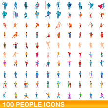 100 People Icons Set. Cartoon Illustration Of 100 People Icons Vector Set Isolated On White Background