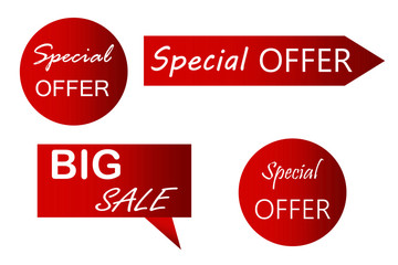 Poster - red stickers with sale and discount inscriptions