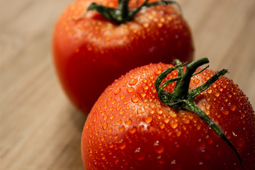 Closeup of Two Fresh Tomatoes