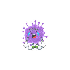 Sticker - A Crying face of coronavirus influenza cartoon character design