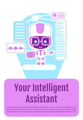 Poster - Personal assistant bot poster flat silhouette vector template. Brochure, booklet one page concept design with cartoon characters. Intelligent virtual assistance flyer, leaflet with text space