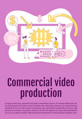 Poster - commercial video production poster flat silhouette vector template. tv advertising brochure, booklet