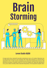 Poster - brainstorming poster flat silhouette vector template. effective teamwork, coworking brochure, bookle