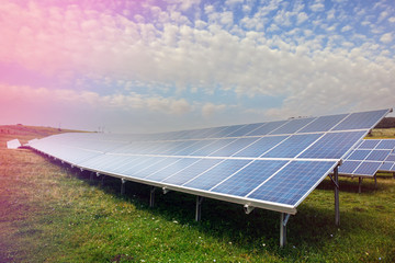 Solar power station with huge solar photovoltaic panels.