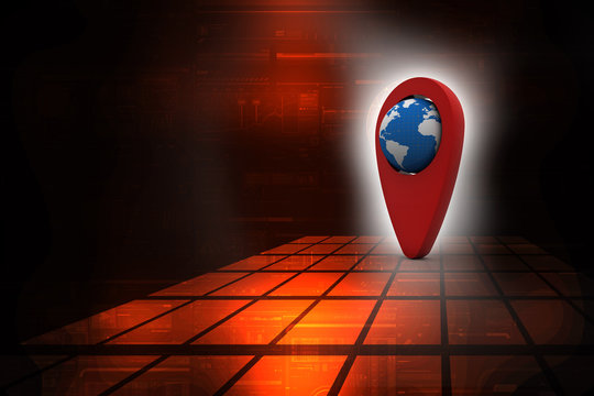 3d rendering Red map pointer