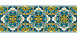 Tile border pattern vector seamless. Ceramic vintage ornament texture. Portugal azulejos, spanish mosaic, mexican talavera, sicily italian majolica, moroccan, damask, turkish arabesque motifs.