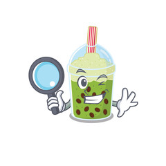 Canvas Print - Matcha bubble tea in Smart Detective picture character design