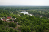 Fototapeta Miasto - Mountain view of the Sura river