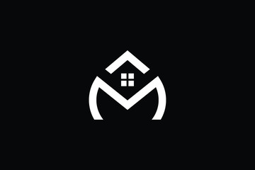 Logo design of M in vector for construction, home, real estate, building, property. Minimal awesome trendy professional logo design template on black background.