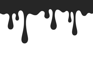 Wall Mural - drip of oil, sauce or paint isolated on white background. black chocolate melt liquid splash border.