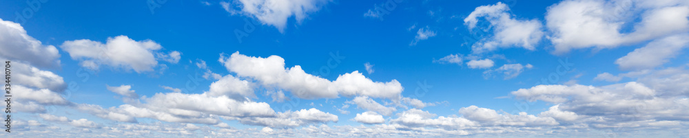 Sky with cloud on a sunny day. Panoramic fluffy cloud in the blue sky.  - obrazy, fototapety, plakaty 