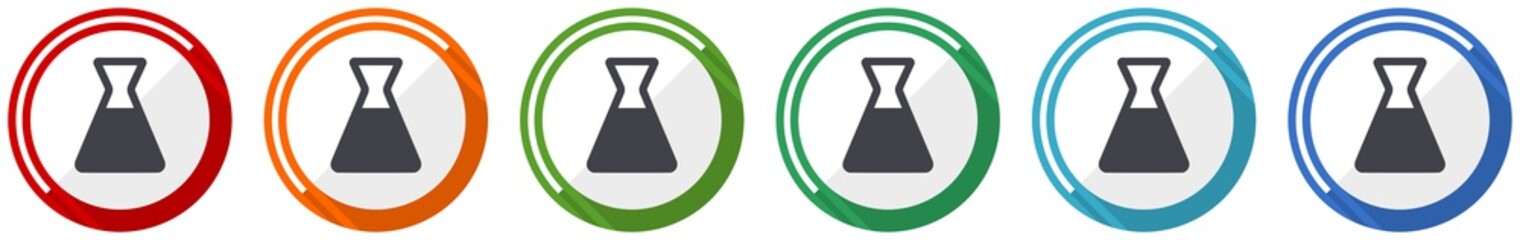 Poster - Laboratory icon set, flat design vector illustration in 6 colors options for webdesign and mobile applications