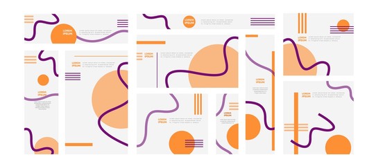 Poster - Collection of different colorful web banner template with abstract geometric shape and place for text. Set of vertical and horizontal layout various size with creative design elements circle and line