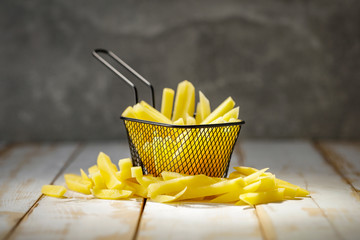 Poster - fresh food on white wooden table and free space for your decoration. 