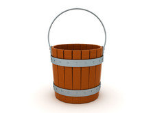 3D Rendering Of A Wooden Bucket