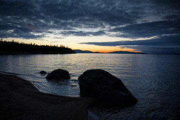 Quiet lake in the evening after sunset.