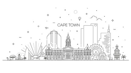 Wall Mural - South Africa, Cape Town architecture line skyline illustration