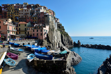 Wall Mural - Blue sky in village - Cinque Terre, Manarola  Italy 