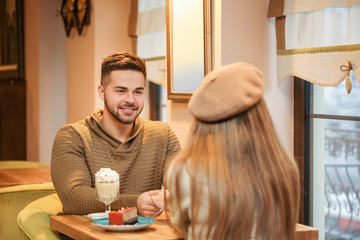 Sticker - Happy young couple on romantic date in cafe