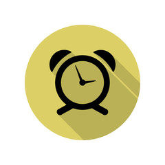 Poster - alarm clock long shadow icon. Simple glyph, flat vector of web icons for ui and ux, website or mobile application