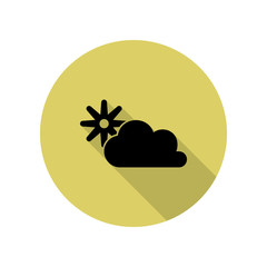 Poster - the sun behind the clouds long shadow icon. Simple glyph, flat vector of web icons for ui and ux, website or mobile application
